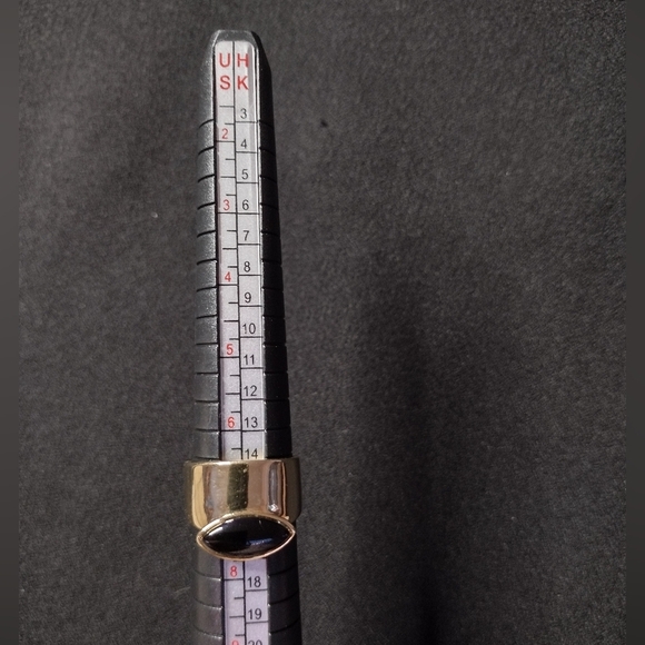 Gold Tone Black Stone Ring - Picture 5 of 5